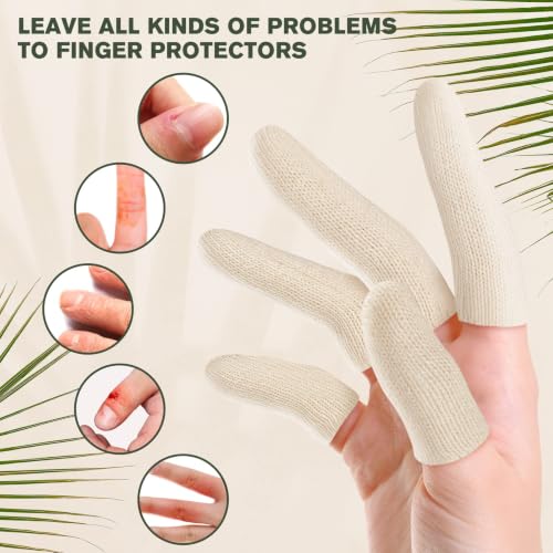 Evridwear Cotton Finger Cots Cotton Cushion 100PCS for Cracked Skin, Eczema, Calluses, Moisture Wicking, Finger Protection for Men & Women (5 Packs Short, 2") - size: 5 Packs Short