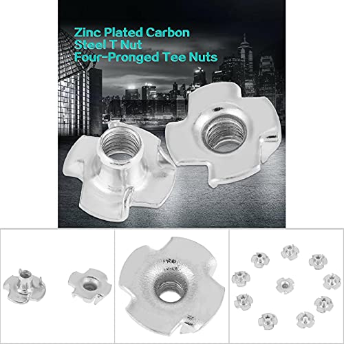 T Nuts zinc Plated Steel, 100PCS Rock Climbing Holds T Nuts Four Pronged Tee Nuts for Furniture Cabinets and Rock Climbing Holds (M4) - size: M4
