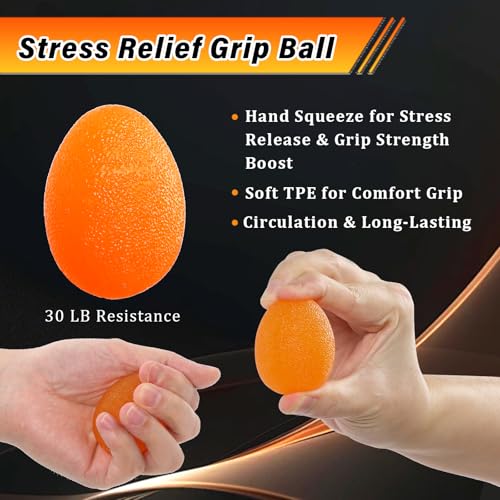 CYFIE Grip Strength Trainer Kit, Adjustable 10-132 lb, Hand Exerciser | Forearm Strengthener, Finger Stretcher, Stress Ball and Bag for Grip Recovery, Wrist Training, Rehab, Climbers and Musicians - color: Orange