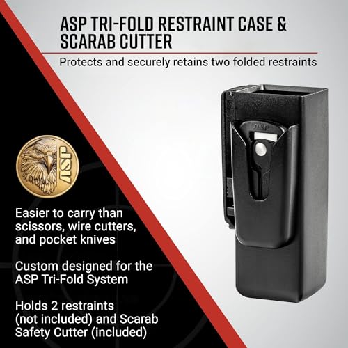 ASP Scarab Cutter for Tri-Fold Restraints, Clippers for Safe Removal of Disposable Cuffs, Compact Safety Blade for Removing Bands and Medical Bracelets - style: trifold case + scarab cutter