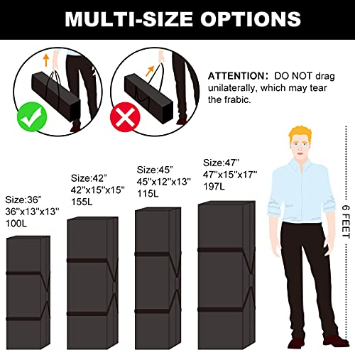 Sports Duffle Bag - Extra Large Travel Duffel Luggage Bag with Upgrade Zipper, Sturdy & Water Resistant, Black (Black 47inch) | Heavy Duty Dual Zipper, 600D Polyester, Oversized Capacity, Sturdy & Water Resistant for Camping Outdoor Moving, Black - size: