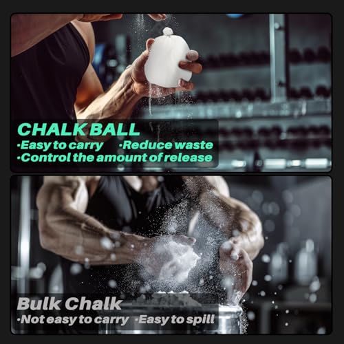 RAINFLOW 2PCS Chalk Balls - Climbing Grip Lifting Chalk for Gymnastics | Gym Chalk, Magnesium Hand Chalk for Weightlifting, Rock Climbing, Bouldering, Lifting, Workout, Gym Bars & Sports Training - style: 2PCS Chalk Ball