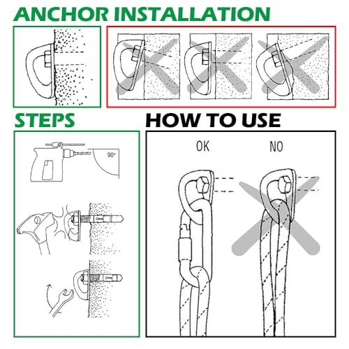 Climbing Holds Anchor Set - 6 PCS - Stainless Steel Bolt Hanger and Bolt Heavy Duty Climbing Holds Weight 2500KG for Indoor Outdoor Climb Train - size: 12MM