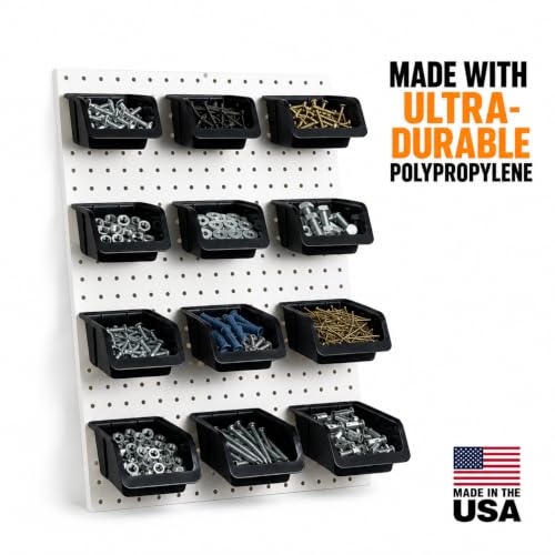 WallPeg Pegboard Bins - 6 Each 7" & 6 Each 5" ORGANIZING Bins - Hooks to Peg Board Panel Organize Hardware Arrange Accessories Workbench Tool Organizer Garage Storage -Made in USA- - style: 6 (7" Bins) & 6 (5" bins)
