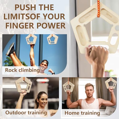 HRVEOCEI Climbing Hangboard for Rock Climbing Training – Wooden Fingerboard with Multi-Grip Design – Strengthen Fingers & Grip – Easy Mount for Home & Gym - color: Brown 3