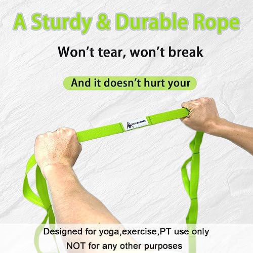 Stretching Strap Yoga Strap with Loops, Stretch Straps for Physical Therapy, Non-Elastic Exercise Strap for Pilates, Dance and Gymnastics with Workout Guide - color: Green
