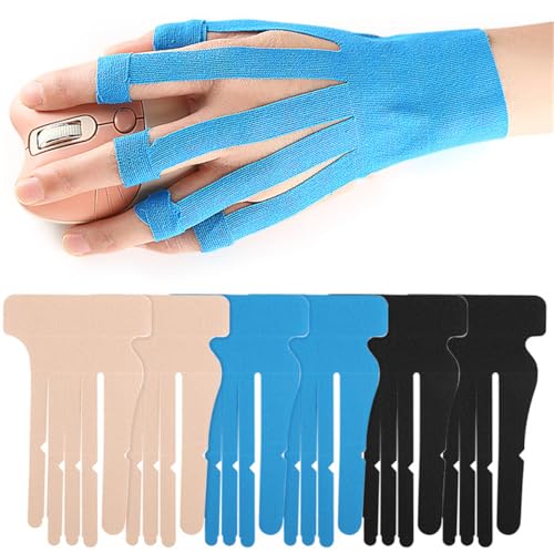 Precut Kinesiology Tape for Hand & Wrist Support, 3 Pairs Breathable Waterproof Kinesiology Recovery Tapes Finger Joint Support Tape, Hypoallergenic Latex-Free Elastic Athletic Tapes for Carpal Tunnel