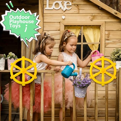Playground Steering Wheel Plastic Pirate Ship Wheel Playground Swingset Steering Wheel Playset Accessories for Kids Outdoor Backyard Playhouse Treehouse (1, Yellow) - color: Yellow