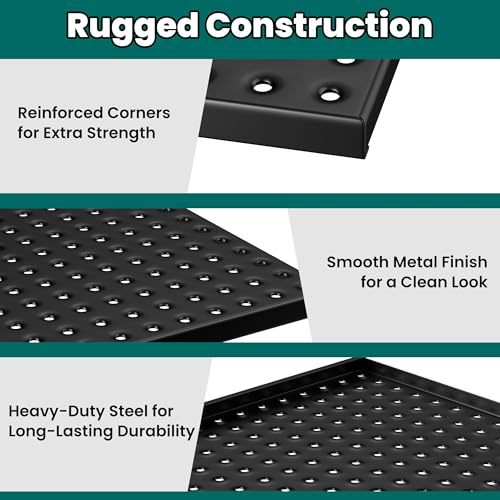 EVERHANGER Metal Pegboard Panels 24" x 12", Heavy Duty Steel Peg Boards for Garage, Pegboard Wall Organizer for Tool Storage and Organization, Black, 5 Pack - size: 5 Pack 24" x 12"