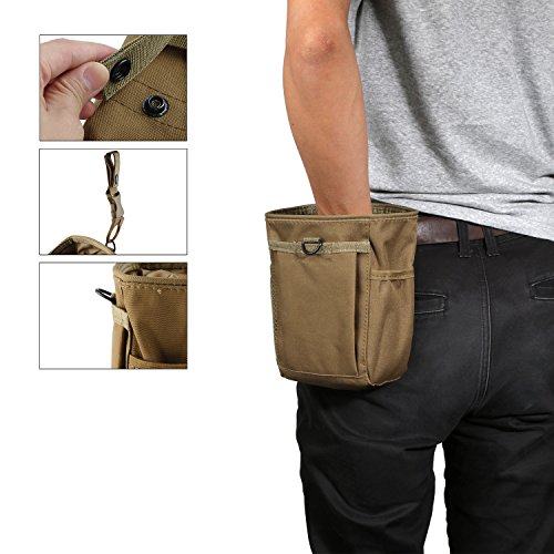 Drawstring Highend Rock Climbing Chalk Bag with a Carabiner Different Pockets for Climbing Bouldering, Gymnastics, Gym Pouch, Cross Fit and Lifting - color: Khaki