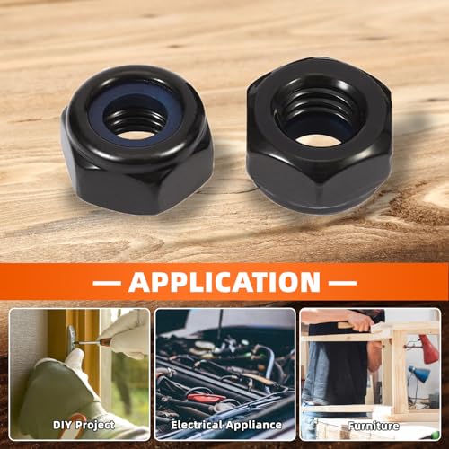 1/4-20 Nylon Insert Hex Lock Nuts Locknuts, 304 Stainless Steel 18-8, Black Oxide, 25 PCS - color: Black, size: 1/4-20
