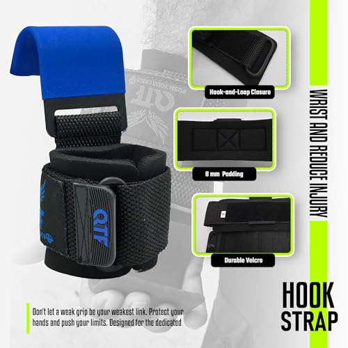 Weight Lifting Hooks Lifting Heavy Duty Deadlift Wrist Straps Men and Women Pull Ups Powerlifting and Gym Workouts grips - color: Blue/Iron-Hooks, size: Iron-Hooks