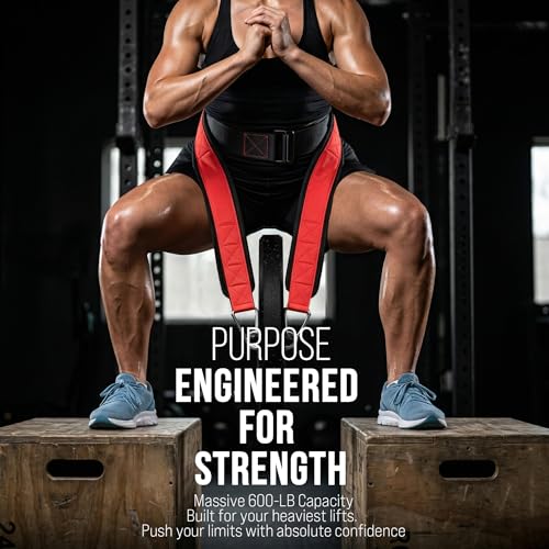 Heavy-Duty Belt for Belt Squats, Weight Training Rack Attachment, Squat Machine Accessory, Strength Training Equipment - color: Red