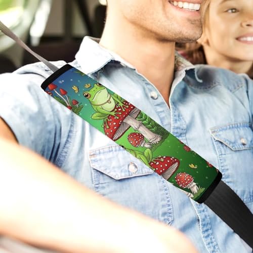 2 Pack Soft Padded Seat Belt Cover for Girls and Boys, All Vehicles, Mushroom Frog Harness Pads Strap, Anti-Slip Pad - color: Pattern 473