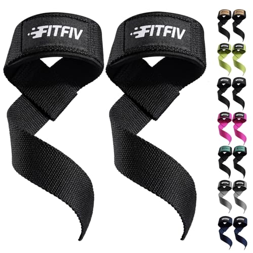Lifting Straps for Weightlifting, Lifting Wrist Straps for Gym Strength Training, Neoprene-padded Wrist Cushion - Men & Women - color: Black