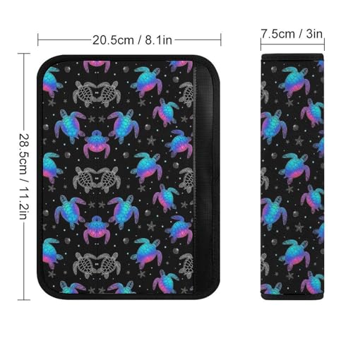 2 Pack Universal Fit Seat Belt Cover for Child, Stroller Pushchair High Chair, Neon Purple Sea Turtle Black Automotive Seat Belt Protector, Pressure Relief - color: Pattern 971