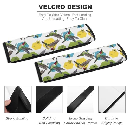 2 Piece Soft Padded Car Seat Belt Pad for Elderly Support, Stroller Pushchair High Chair, Hummingbird Bird Art Shoulder Harness Cover, Shock Absorption - color: Pattern 470