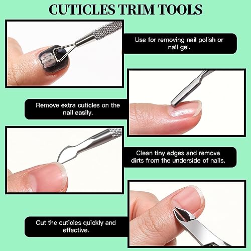 FANDAMEI Nail Tools, Nail Care Kit, Nail Files 100/180, Nail Buffer Block, Cuticle Nippers, Cuticle Pusher, Cuticle Peeler, Nail Lifter for Ingrown Toenails, Toenail File, Manicure Kit, Green - color: X-green