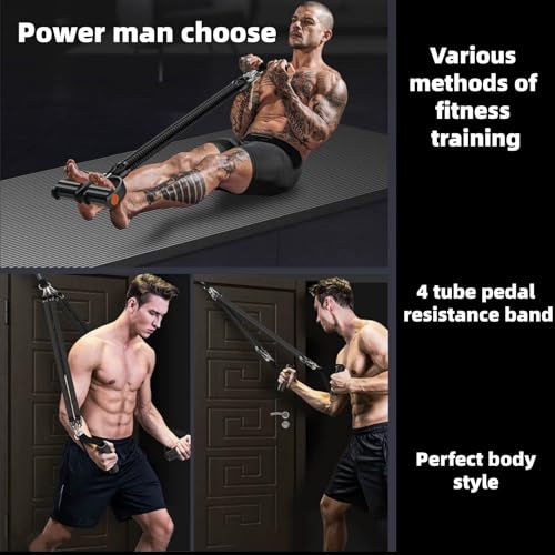 Resistance Bands for Exercise,6-Tube Elastic Yoga Pedal Puller Resistance Band, Natural Latex Tension Rope Fitness Equipment, for Abdomen/Waist/Arm/Leg Stretching Slimming Training - color: Black-M