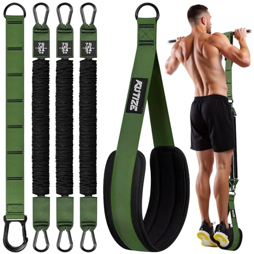 KUTIZE Pull Up Assistance Bands, Pull Up Bar Resistance Bands, Pull Up Bands for Enhanced Strength Training, Muscle Training, 3 Heavy-Duty Adjustable Pull Up Assist Strap & Comfortable Foot Strap - style: Army Green