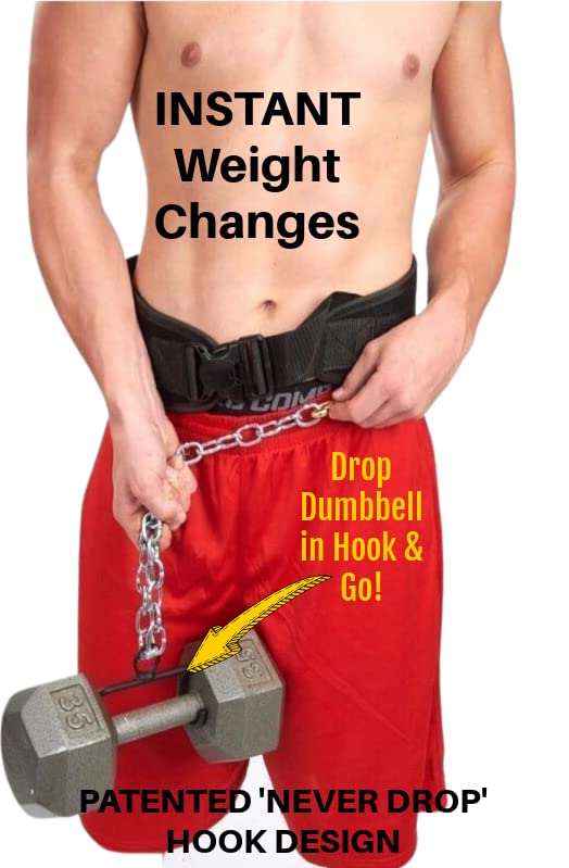 EZ DIP Pull Up Weight Belt plus PULL FORCE Rotating Pull Up Handles - Dipping Belt with Chain plus Dumbbell Hook - Pull Up Weight Belt - Best Dip Belt - 505# Dipping Belt -Belt Squat attachment