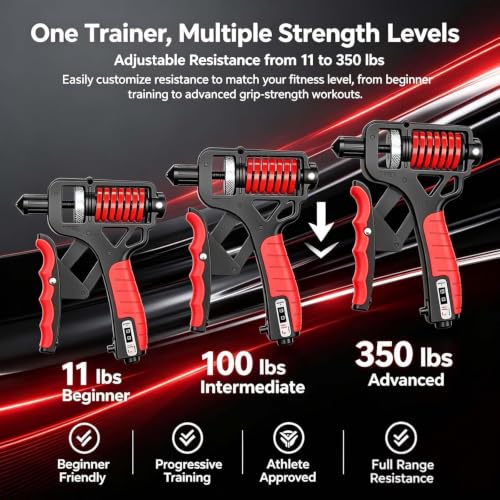 Ergonomic Adjustable H-Grip Hand Trainer, Forearm Strengthener with Counter and Non-Slip Handles, Grip Strength Trainer, Forearm Exerciser, Forearm Strengthener with Counter, Can Strengthen - color: Red