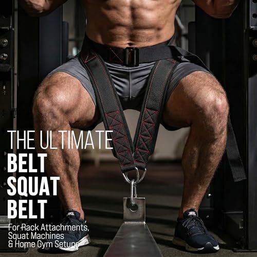 Heavy-Duty Belt for Belt Squats, Weight Training Rack Attachment, Squat Machine Accessory, Strength Training Equipment - color: Black