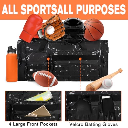 Goloni 130L Heavy Duty Large Duffle Equipment Bag,Catchers Gear Bag with Shoe Compartment,Baseball Duffle Bag - color: Marble