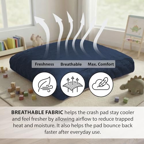 Matini Home 60" X 60" - Gymnastics Crash Pad with Cover Foam Blocks for Adults, Ideal Equipment to Jump, Train or Relax - Dark Blue Pattern - color: Dark Blue Pattern 60" X 60"