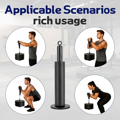 500LB Loading Pin, Carabiner for Cable Pulley LAT Pulldown | Fits 1" & 2" Olympic plates. Heavy steel supports 500LB load. Anti-slip quiet base for home gym strength training - color: Black-1'&2"loading pin