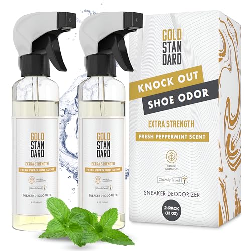 Gold Standard Natural Shoe Deodorizer Spray, Peppermint, 2-Pack (12 oz) | Extra Strength, Long-Lasting Freshness for Sneakers, Boots & Athletic Shoes - size: 6 Fl Oz (Pack of 2)