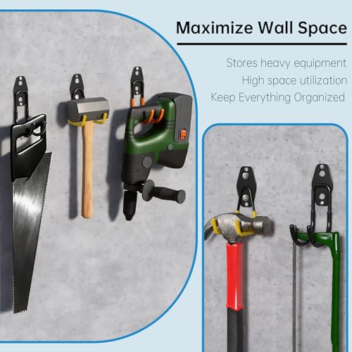GeeWatom 2 Pack Garage Storage Utility Hooks，Garage Garden Tool Organizer，Steel Wall Mount Hooks, Garden Small U Hooks (Yellow) - color: Yellow