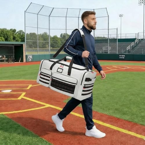 135L Extra Large Duffle Bag, Heavy Duty Sports Gym Travel Duffel Bag | for Basketball, Baseball, Hockey, Football, Helmets, and Pads - color: Grey