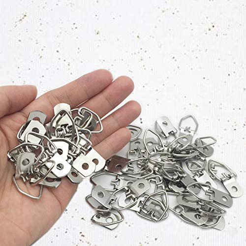 150 Pack Small D-Ring Steel Picture Hangers with Screws (Silver) | Metal Picture Hanging Kit, Picture Frames Hangers, For Hanging Photo Frames, Artwork, Paintings, Clock, Canvas Hooks - size: 150 Pack-Single hole
