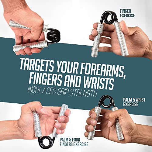 7 Pack Logest Metal Hand Grip Set, 50LB-350LB 7 Levels No Slip Heavy-Duty Grip Strengthener with Gift Box, Great Wrist & Forearm Hand Exerciser, Home Gym, Hand Gripper Grip Strength Trainer