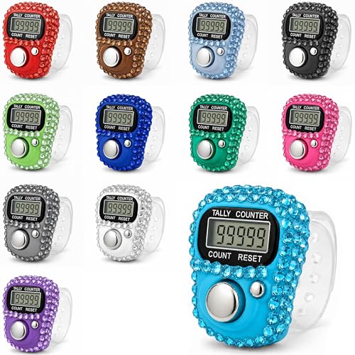 Amble Clicker Counter with Rhinestone, 5-Digit Tally Counter Clicker, Clickers for Lap, Pitch, Golf, Knitting, People Counting, Tasbih, Ideal Gift - style: 12 Pack-Clicker Counter with Rhinestone