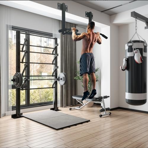 Joist Mounted Pull Up Bar,Heavy Duty Ceiling Mounted Chin Up Bar,Multi Grip, 4 Height Levels,35" Wide,Rings for Accessories,for Upper Body Workout - style: style A