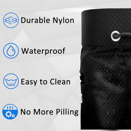 Chalk Bag for Rock Climbing Bouldering, Sealable Drawstring Closure, Capacious Zippered Pocket Athletic Chalk Bag with Waist Belt for Weightlifting, Gymnastics, Crossfit (Black/Orange)