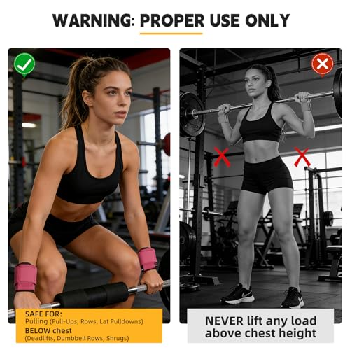 GPANDAG Weight Lifting Hooks for Men and Women (Pair) | 330 LB Heavy Duty Gym Lifting Wrist Strap Hook for Deadlifts, Pull-Ups, Strength Training, 0.4inch Grip Weightlifting Hooks - color: Rose Red