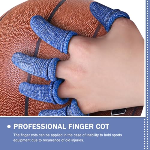Cabilock 10pcs Blue Breathable Sports Finger Sleeves Soft Elastic Finger Protectors Support Bandages for Outdoor Recreation and Injury Prevention
