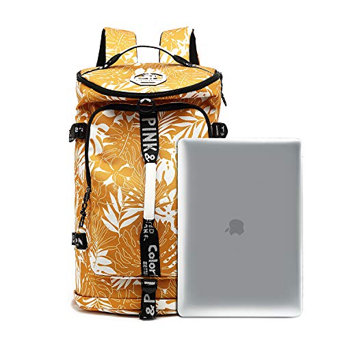 Kalesi Gym Duffle Bag Backpack 4-Way Waterproof with Shoes Compartment for travel Sport Hiking laptop (Mustard yellow) - color: Mustard Yellow