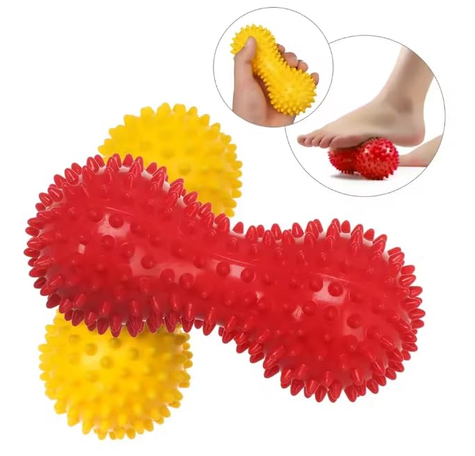 Soft Prick Massage Peanut Balls, Pressure Reflexology, Peanut Massager, Myofascial Relief for Foot Fasciitis - 1 Pack (Red)