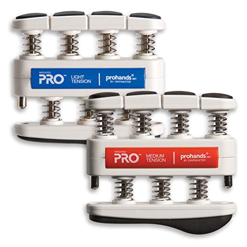 Prohands PRO Hand Exerciser, Finger Exerciser (Hand Grip Strengthener), Spring-Loaded, Finger-Piston System, Isolate and Exercise Each Finger - color: Blue, Red - Pro, size: Set of Two (Light/Medium)