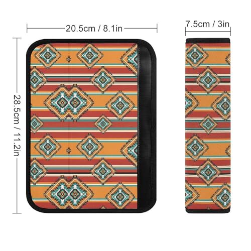 1 Pair Soft Padded Seat Belt Cover for Child, Most Cars, Southwestern Boho Brown Aztec Southwest Shoulder Harness Cover, Neck and Shoulder Support - color: Pattern 398