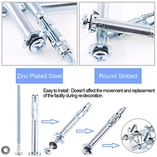 Glarks 30Pcs 4x60MM Heavy Duty Zinc Plated Steel Molly Bolt Hollow Drive Wall Anchor Screws Set for Drywall, Plaster and Tile (M4x60) - size: 4x60mm