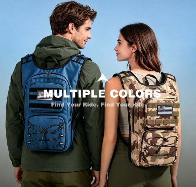 Hydration Backpack, Tactical Molle Water with 3L TPU Water Bladder | Lightweight Military Hydration Daypack for Hiking, Running, Cycling, Climbing, Biking, 105 oz, Breathable Back Panel - color: Blue