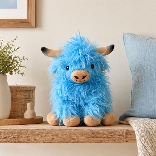 Funny Highland Cow Rock Climbing Chalk Bag, Soft Fluffy Cow Climbing Chalk Pouch with Drawstring Adjustable Belt, Fit Bouldering, Gymnastics Outdoor Activities for Climbers - color: blue