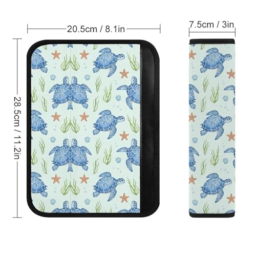 2 Pack Watercolor Turtle Car Seat Straps Shoulder Pads Soft Padded Seat Belt Cushion for Kids, All Vehicles, Pressure Relief - color: Pattern 1079