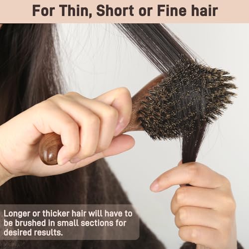 BESTOOL Hair Brush,Natural Walnut Wood & Boar Bristle Hair Brushes for Women Men and Kids to Enhance Shine and Texture,Slick Back Hairbrush for Thin,Fine and Medium Hair