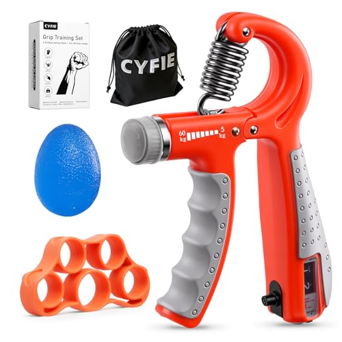 Grip Strength Trainer Kit Adjustable 10-132Lbs Hand Exerciser Counter | Forearm Strengthener, Finger Stretcher, Stress Ball and Bag for Grip Recovery, Wrist Training, Rehab, Climbers and Musicians - color: Orange